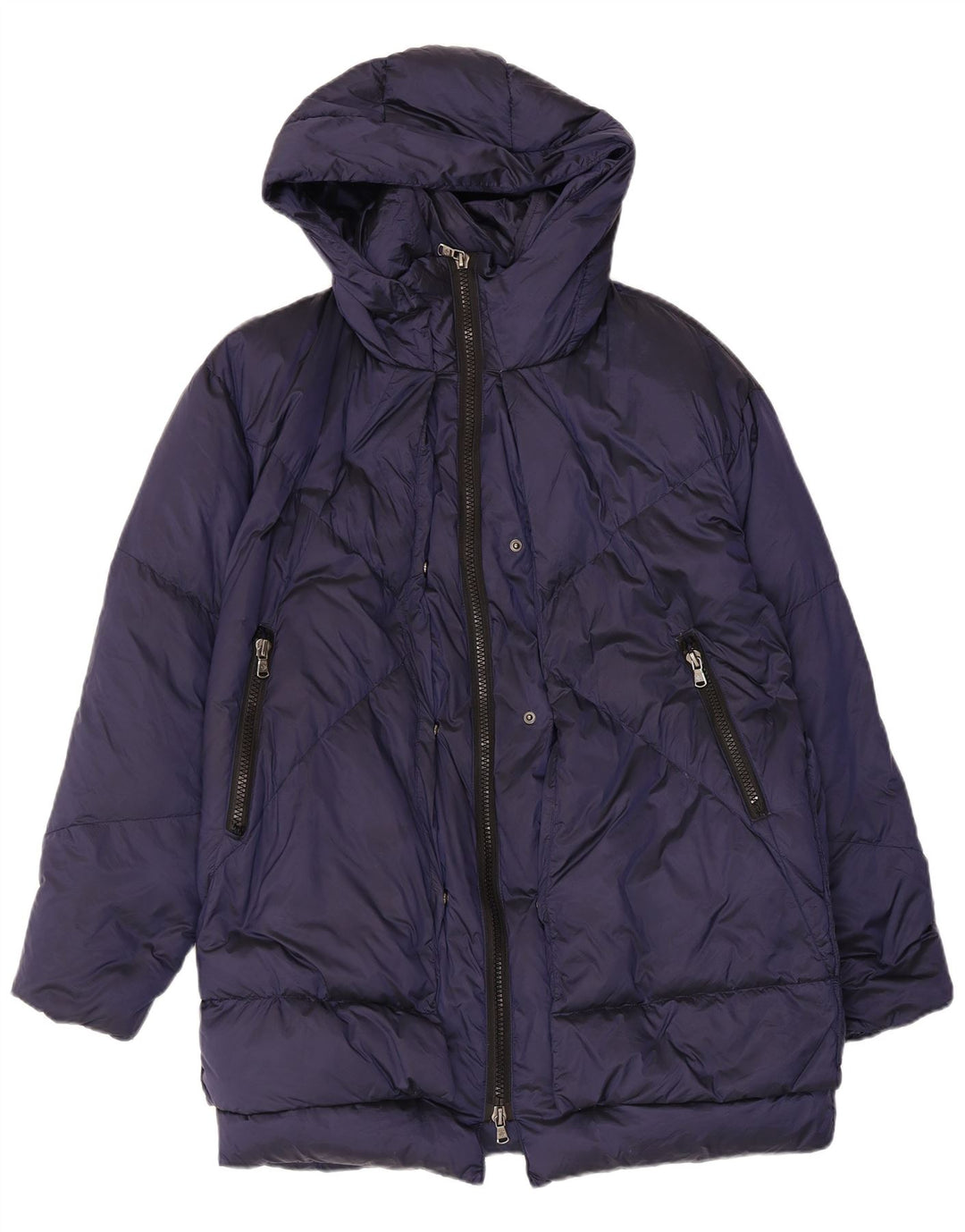 Canadian Womens Hooded Padded Jacket UK 14 Medium Navy Blue