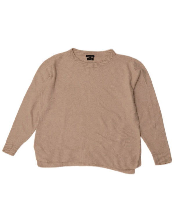 Massimo Dutti Womens Boat Neck Jumper Sweater UK 16 Large Beige