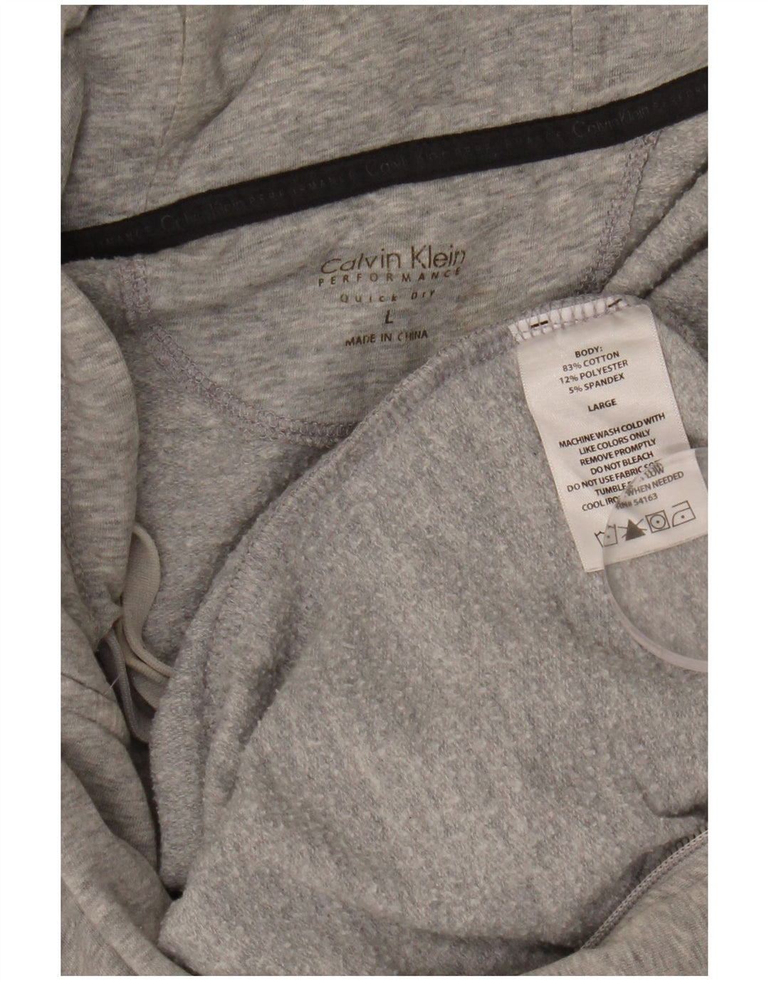 CALVIN KLEIN Womens Performance Zip Hoodie Sweater UK 16 Large Grey Cotton