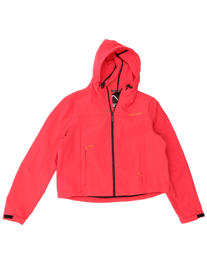 Superdry Womens Crop Hooded Windbreaker Jacket UK 16 Large  Pink Polyester