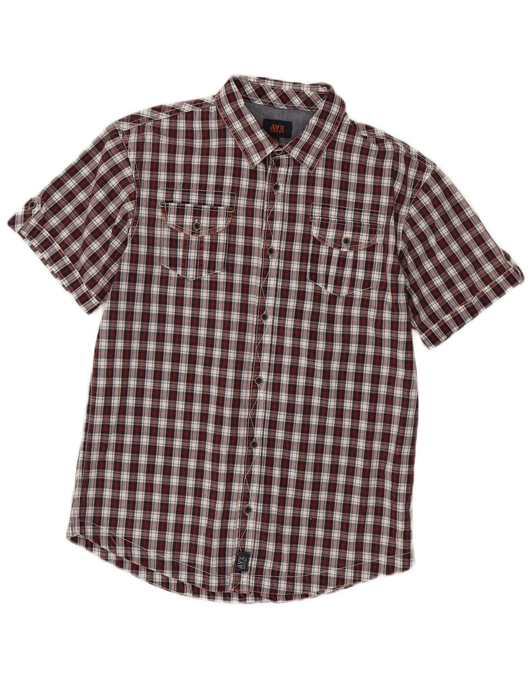 AVIREX Mens Short Sleeve Shirt Medium Red Check Cotton