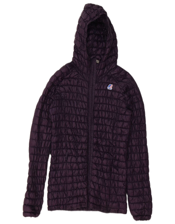 K-WAY Womens Hooded Padded Jacket US 9 Medium Purple Polyester