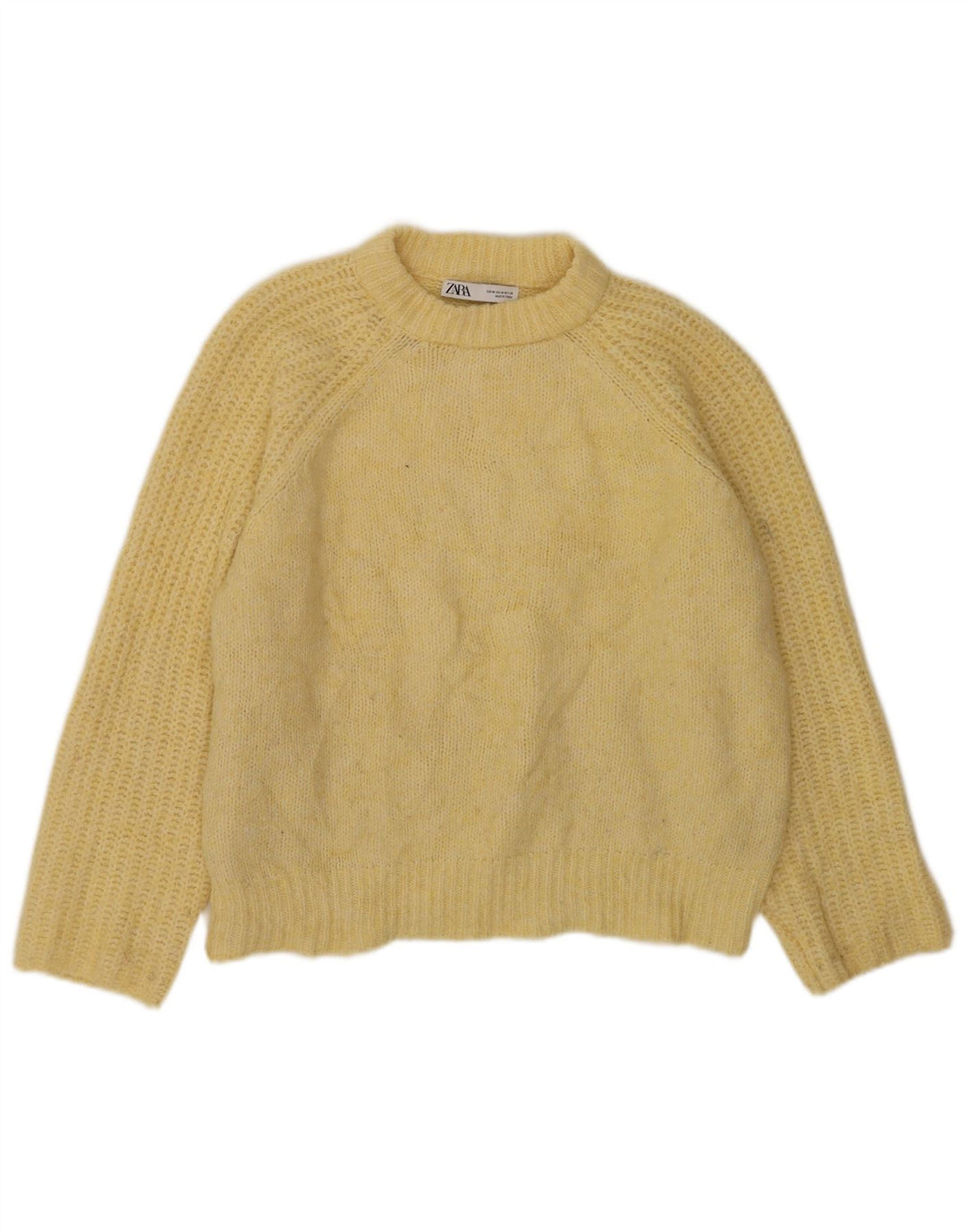 Zara Womens Oversized Crew Neck Jumper Sweater UK 14 Medium Yellow