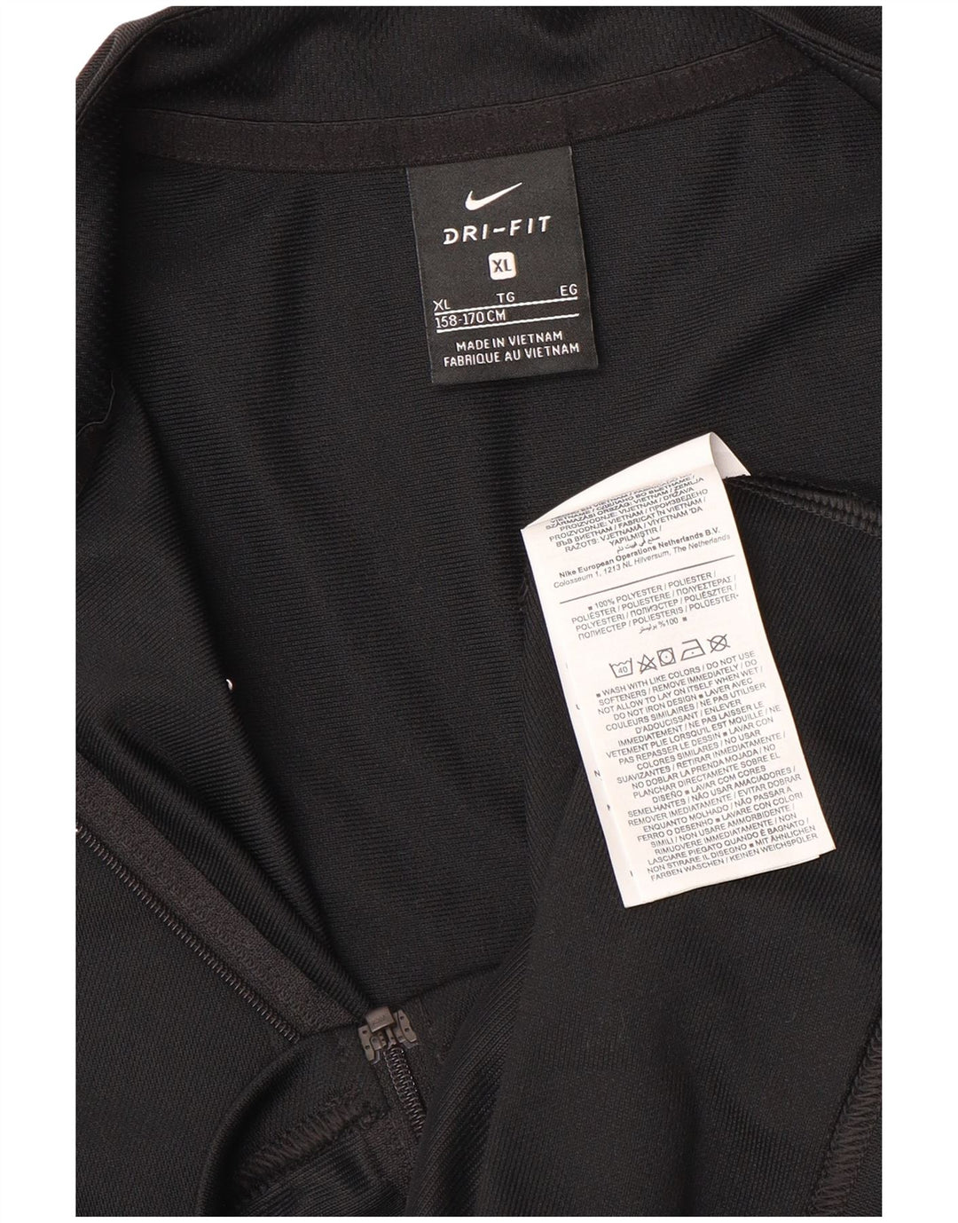 NIKE Boys Dri Fit Tracksuit Top Jacket 13-14 Years XL Black Polyester