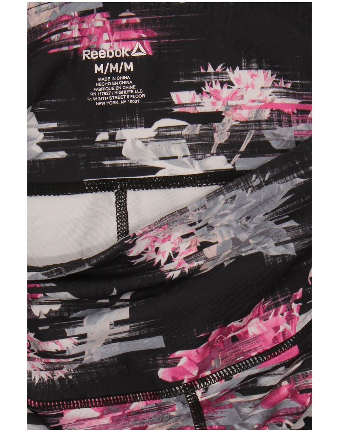 REEBOK Womens Crop Leggings UK 12 Medium  Black Floral