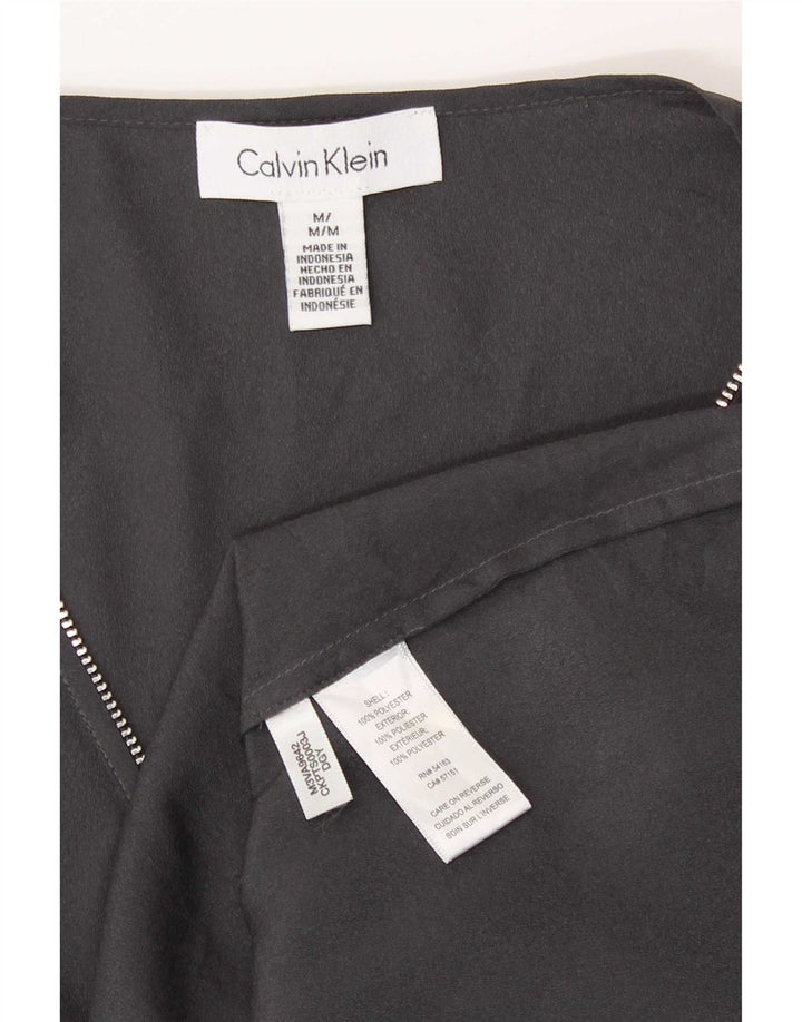 Calvin Klein Womens Long Sleeve Blouse Top UK 14 Medium Grey Polyester