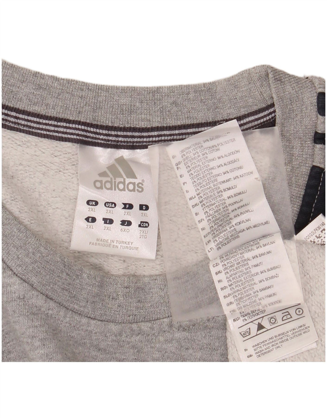 ADIDAS Mens Sweatshirt Jumper 2XL Grey Colourblock Cotton