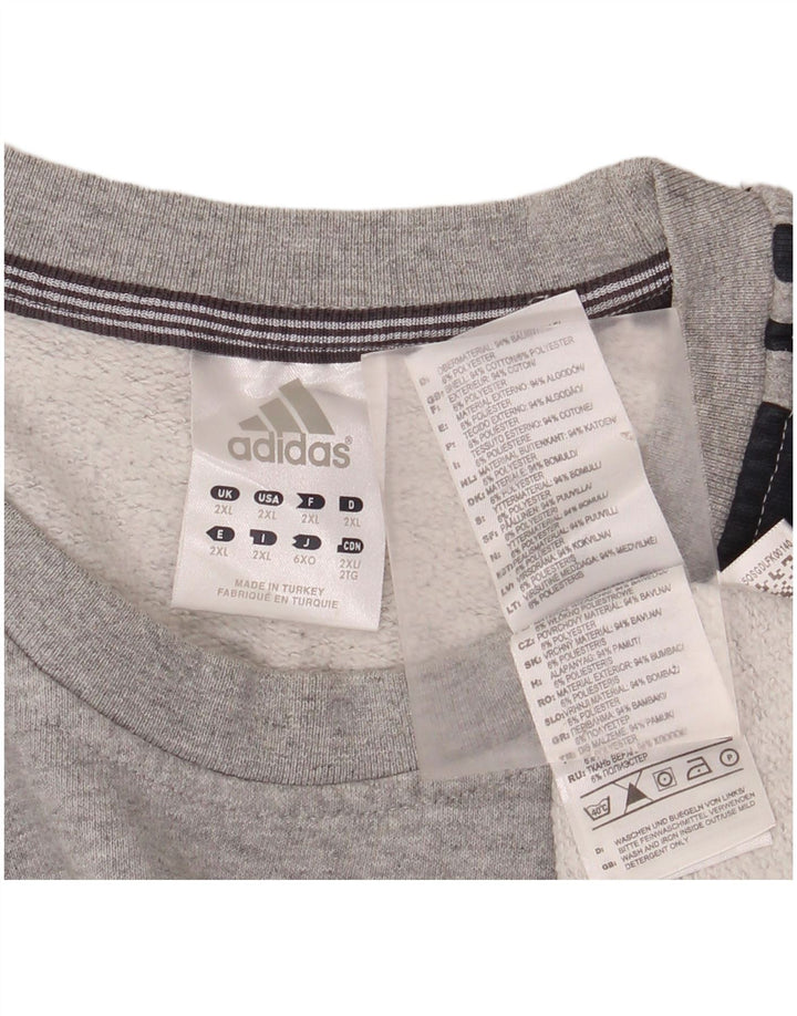ADIDAS Mens Sweatshirt Jumper 2XL Grey Colourblock Cotton