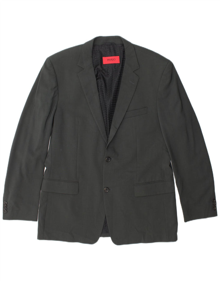 Hugo Boss Mens 2 Button Blazer Jacket EU 52 XL Grey Wool