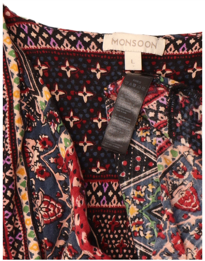 Monsoon Womens Asymmetrical Dress UK 16 Large Multicoloured Floral Cotton