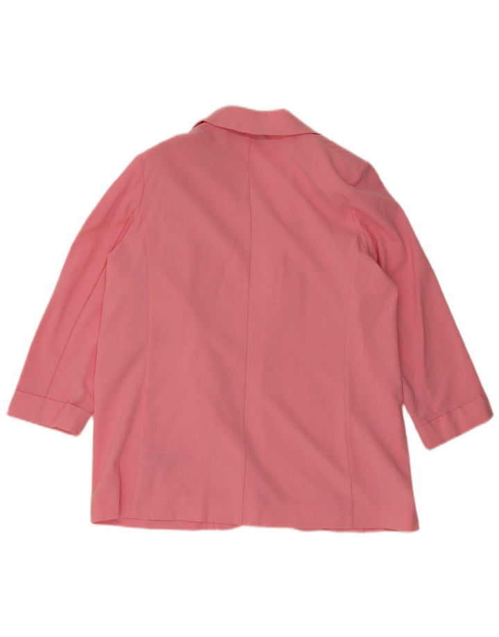 MARKS & SPENCER Womens 3/4 Sleeve Open Blazer Jacket UK 16 Large Pink