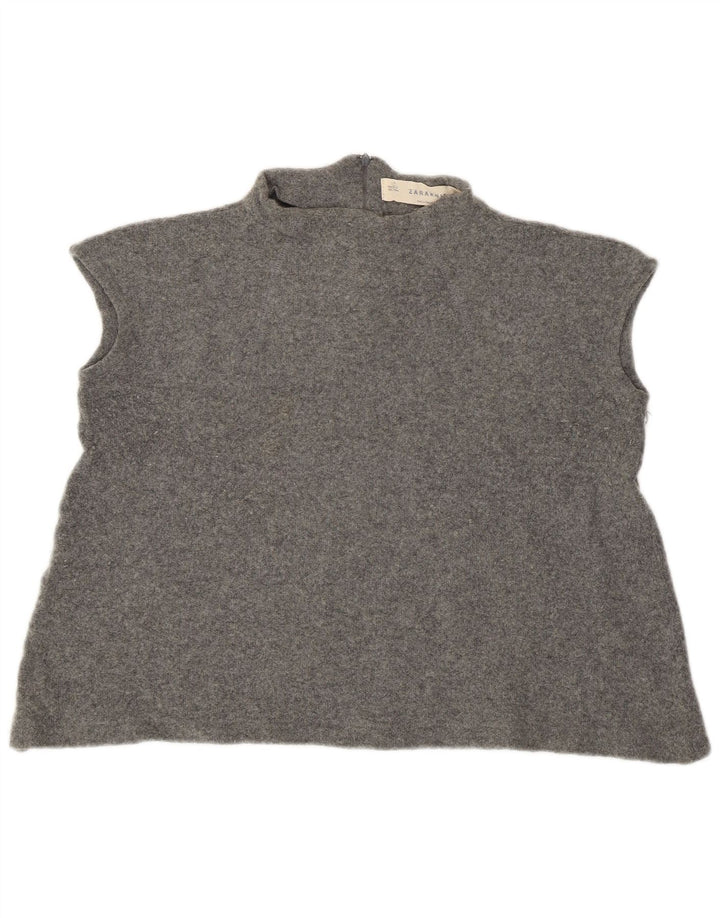 Zara Womens Vest Tank Top UK 14 Medium Grey Wool