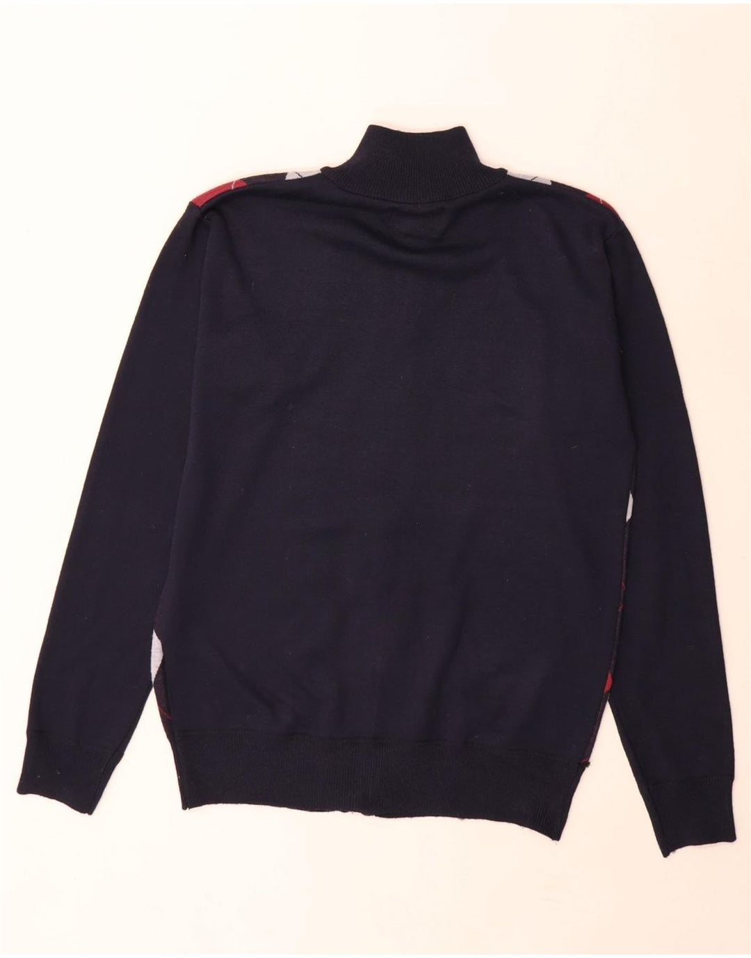 Pierre Cardin Mens Cardigan Sweater Small Navy Blue Argyle/Diamond