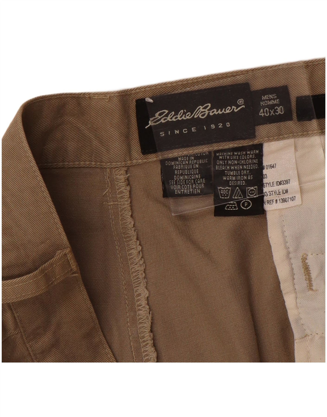 Eddie Bauer Mens Straight Pegged Chino Trousers W40 L30 Brown Cotton