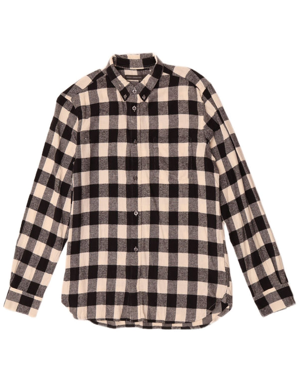 French Connection Mens Flannel Shirt Medium Black Check Cotton