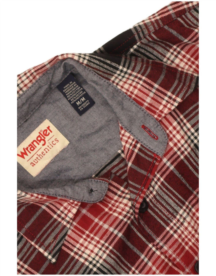 Wrangler Mens Flannel Shirt Medium Red Check Cotton