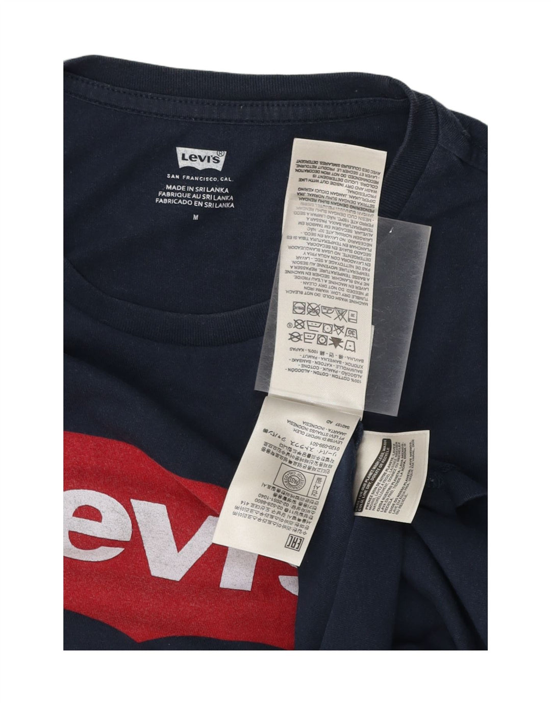LEVI'S Mens Graphic T-Shirt Top Medium Navy Blue Cotton Vintage Levi's and Second-Hand Levi's from Messina Hembry 