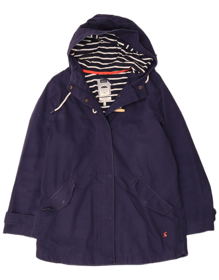JOULES Womens Hooded Raincoat UK 14 Large Navy Blue Polyester