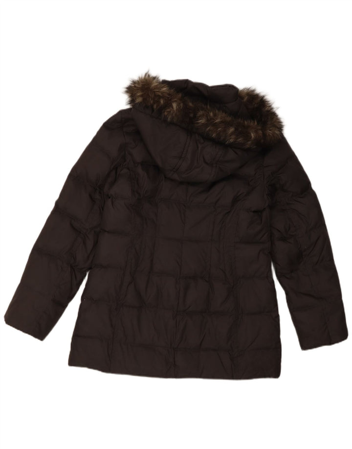 MICHAEL KORS Womens Hooded Padded Jacket UK 14 Medium Grey Polyester