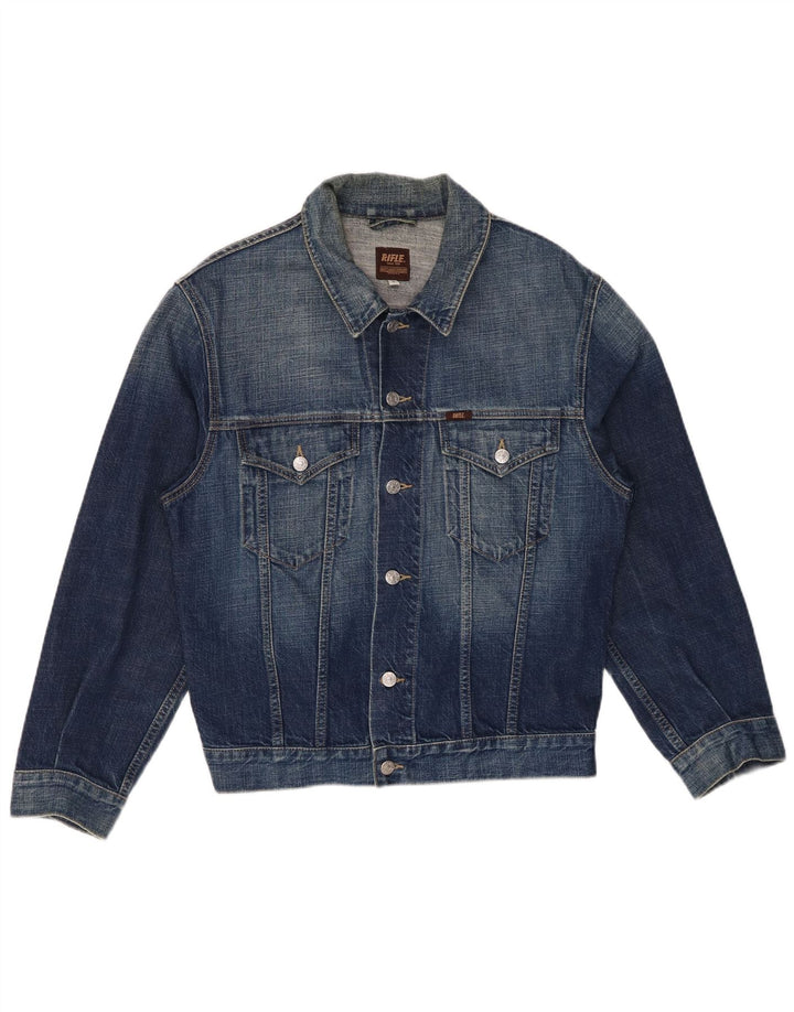RIFLE Womens Denim Jacket UK 16 Large Blue Cotton