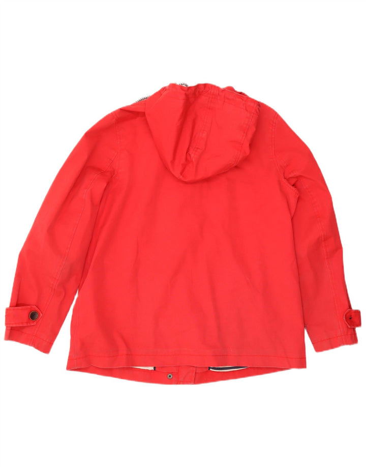 Joules Womens Hooded Rain Jacket UK 14 Large Red Cotton