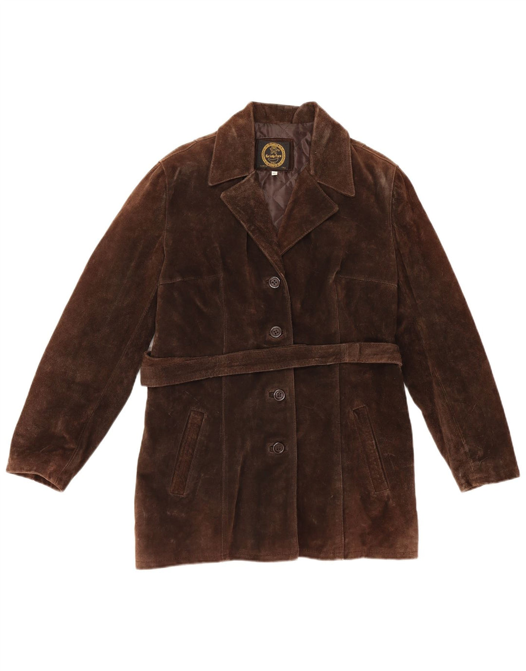 Vintage Womens Suede Jacket UK 14 Medium Brown Leather