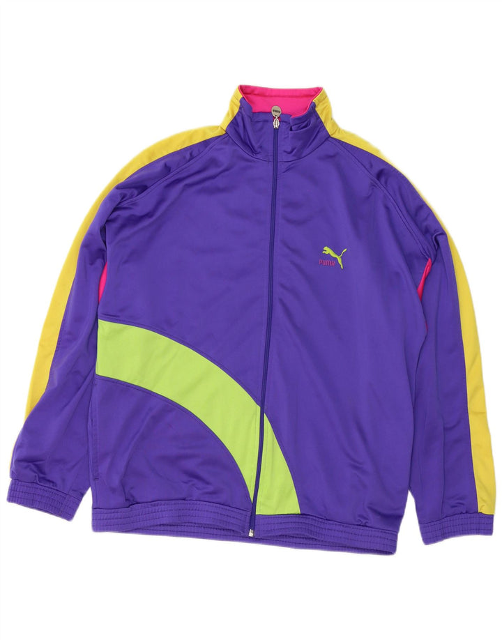 Puma Mens Tracksuit Top Jacket Medium Purple Colourblock Polyester