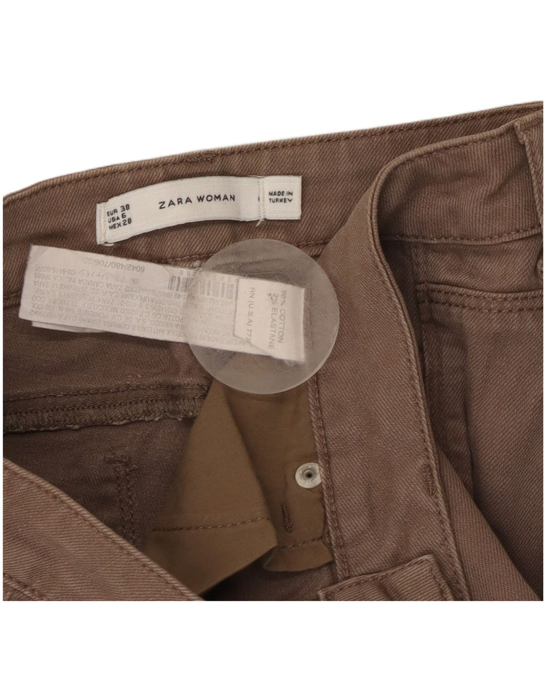 ZARA Womens Straight Jeans EU 38 Small W28 L26 Brown Cotton