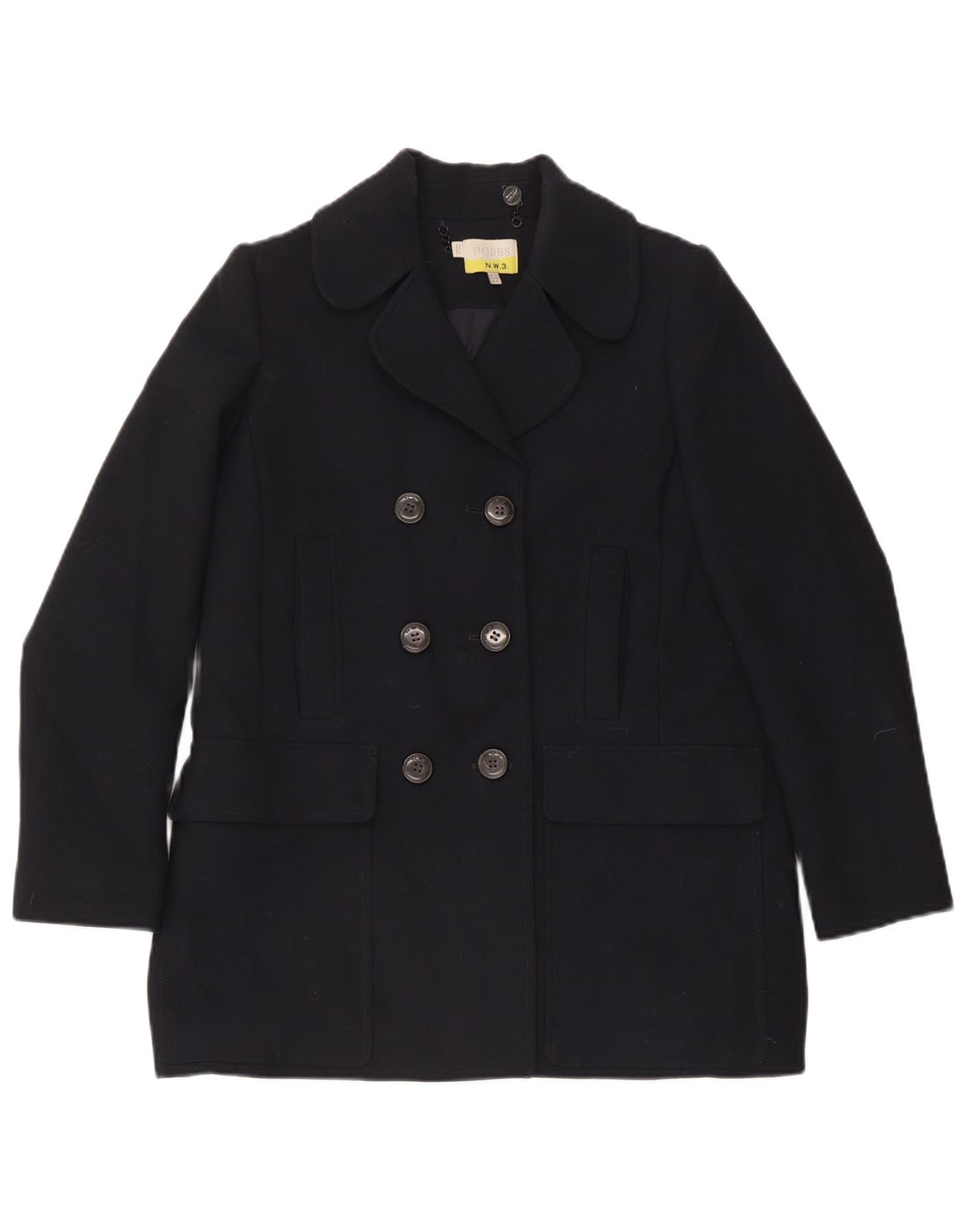 Hobbs Womens Pea Coat UK 12 Medium Navy Blue Polyester