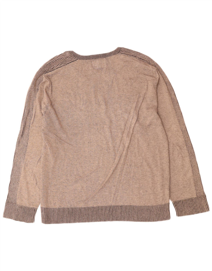 GUESS Mens Graphic V-Neck Jumper Sweater XL Grey