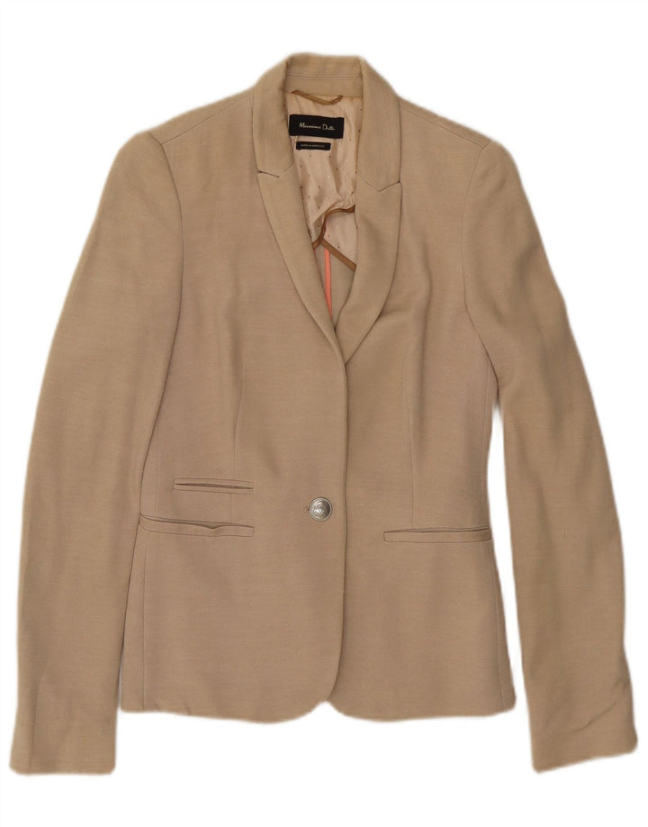 MASSIMO DUTTI Womens 1 Button Blazer Jacket EU 36 XS Beige Viscose