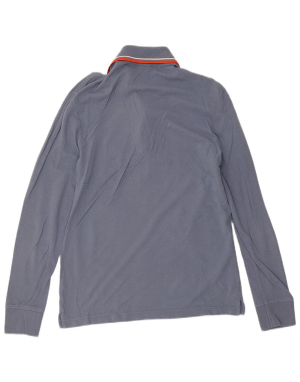 Diadora Mens Long Sleeve Polo Shirt Small Blue Cotton