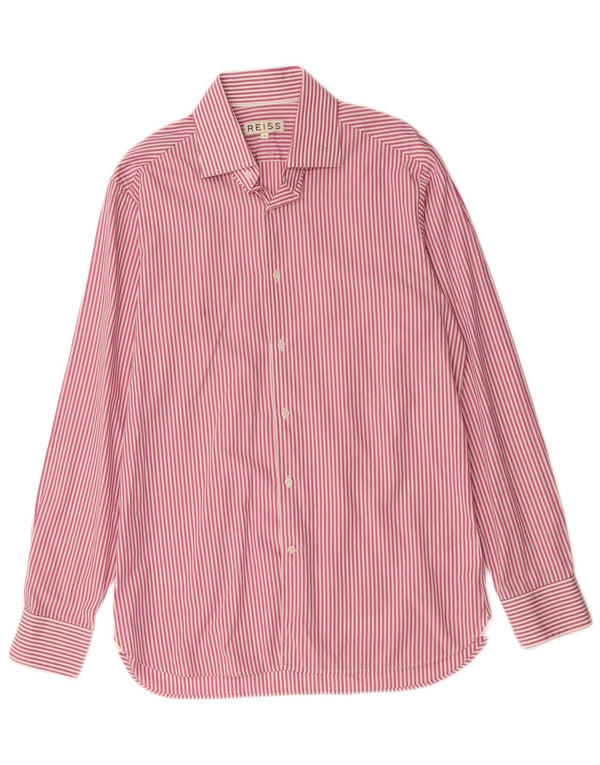 Reiss Mens Shirt Large Pink Striped Cotton