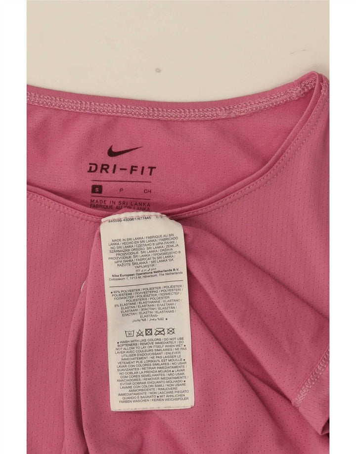 Nike Womens Dri Fit T-Shirt Top UK 10 Small Pink Polyester
