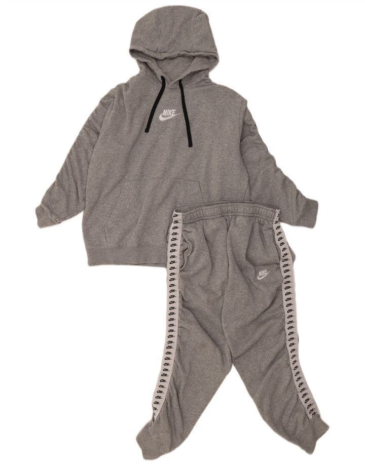 NIKE Womens Graphic Full Tracksuit UK 14 Medium  Grey Colourblock Cotton