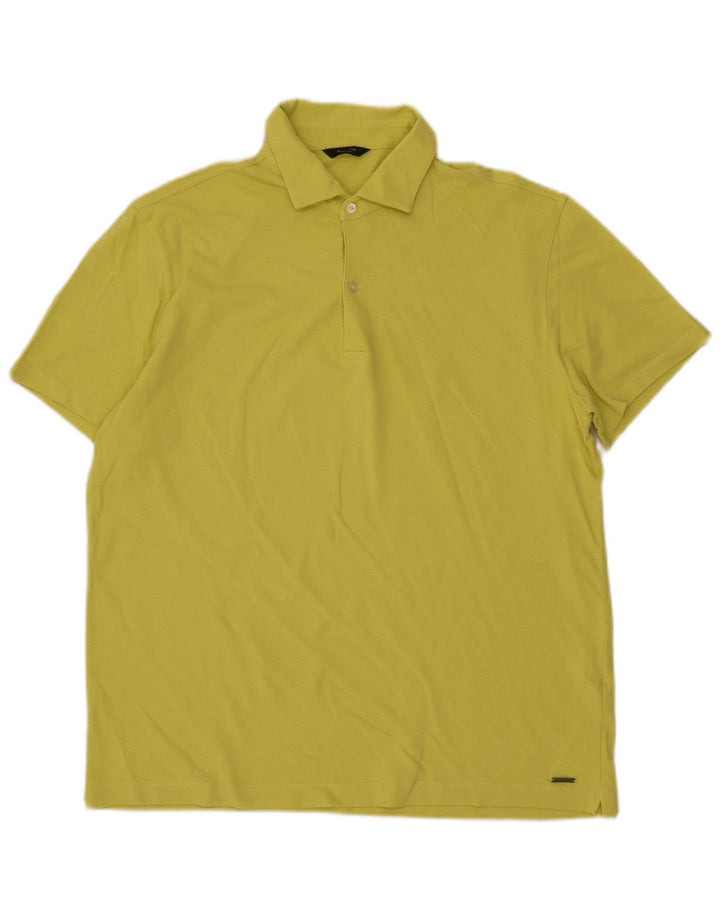 Massimo Dutti Mens Polo Shirt Large Yellow Cotton