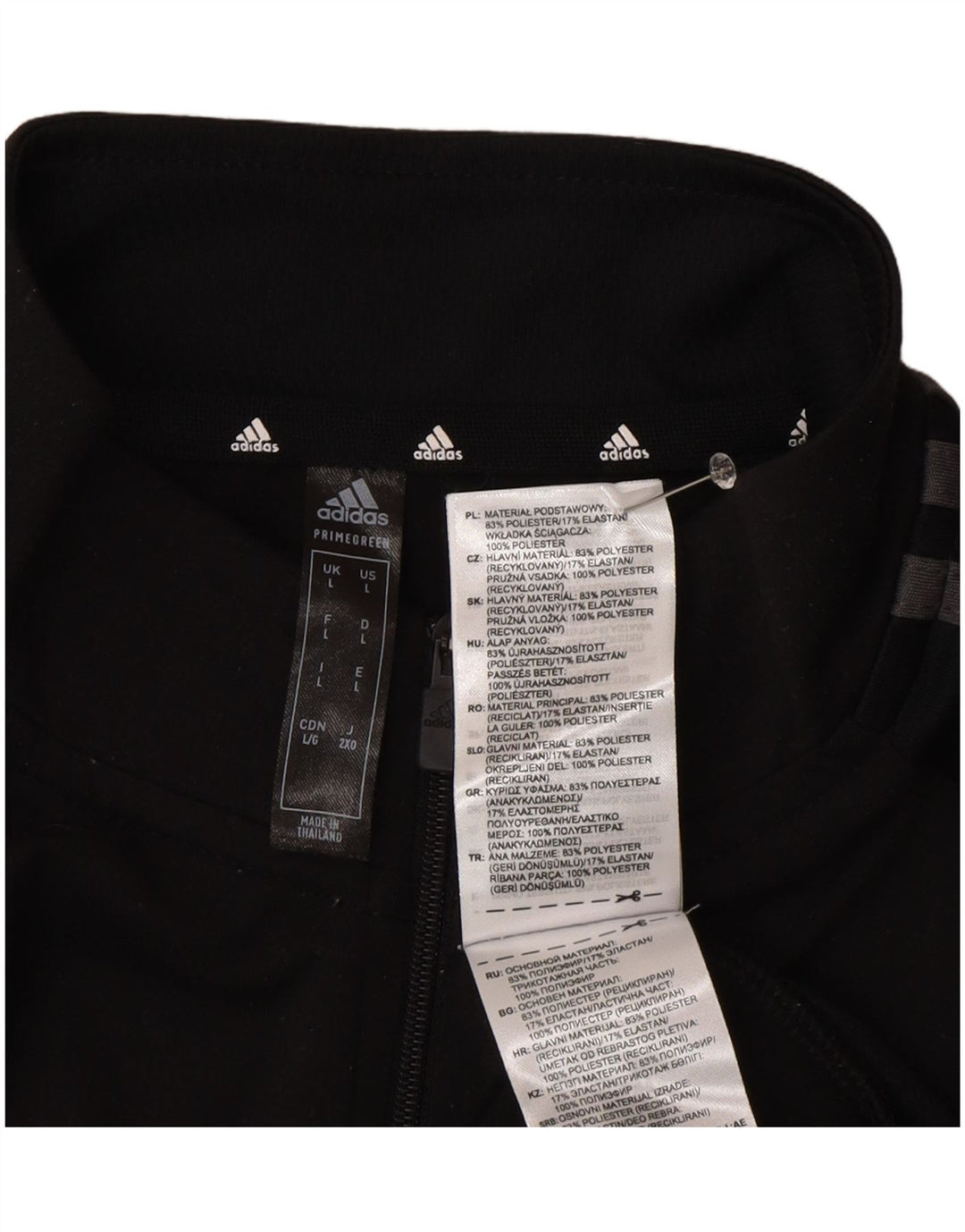 Adidas Mens Pullover Tracksuit Top Large Black Polyester