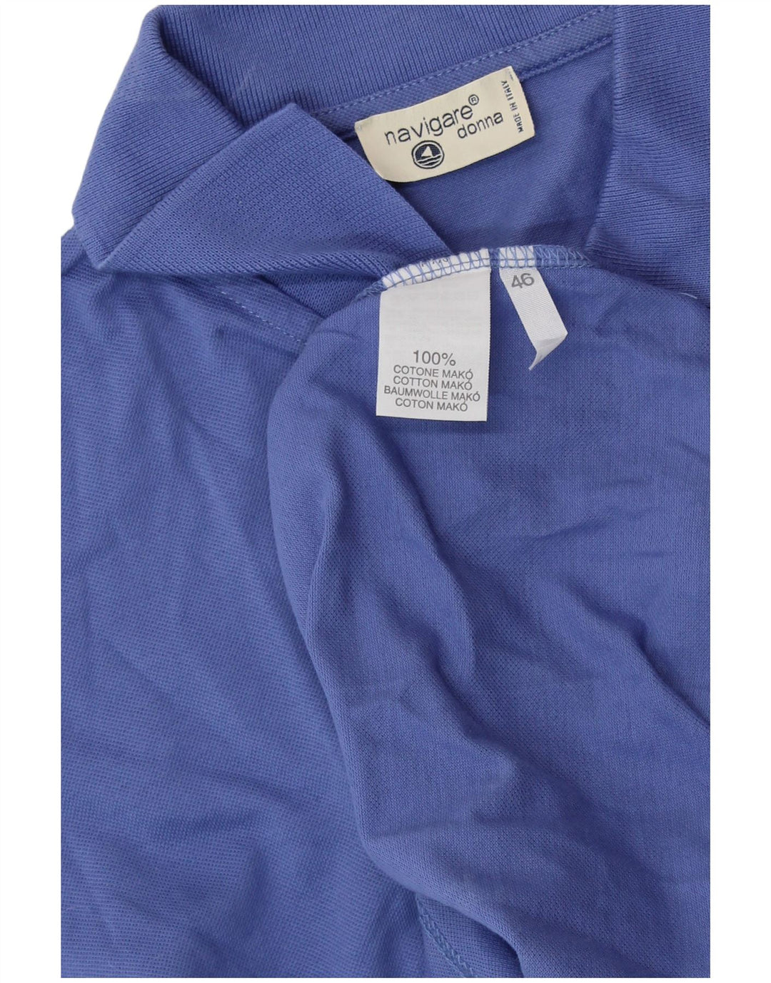 NAVIGARE Womens Polo Shirt IT 46 Large Blue Cotton