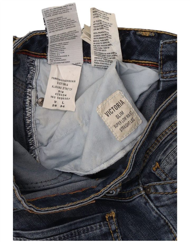 TOMMY HILFIGER Womens Victoria Super Low Slim Straight Jeans W26 L34 Blue