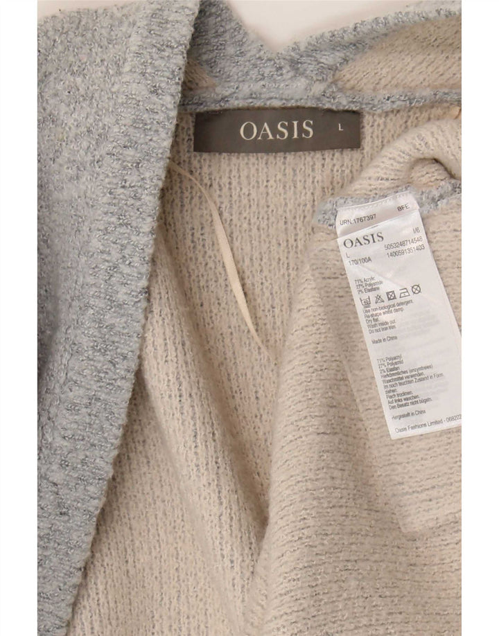 Oasis Womens Oversized Open Cardigan Sweater UK 16 Large Grey Acrylic