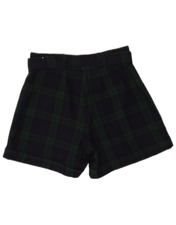 Vintage Womens High Waist Casual Shorts IT 46 Large W26 Navy Blue Plaid