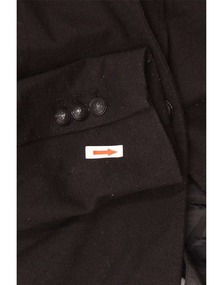 Zara Womens 1 Button Blazer Jacket UK 12 Medium Black Polyester