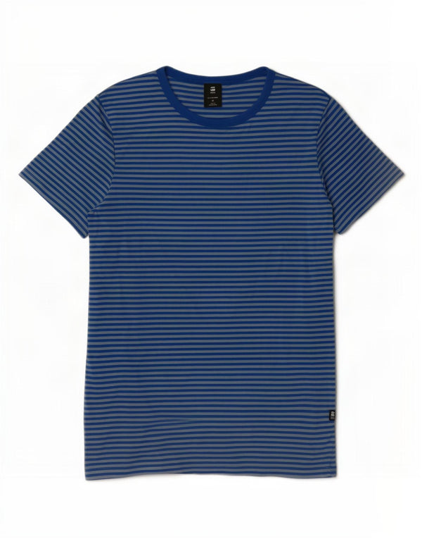 G-Star Womens T-Shirt Top Medium Blue Pinstripe Cotton