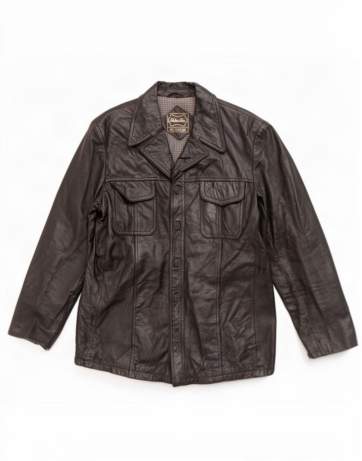 Vintage Mens Leather Jacket UK 36 Small Black