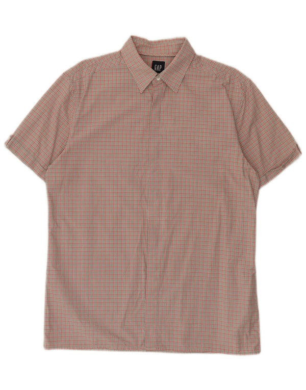 Gap Mens Short Sleeve Shirt Medium Grey Check Cotton