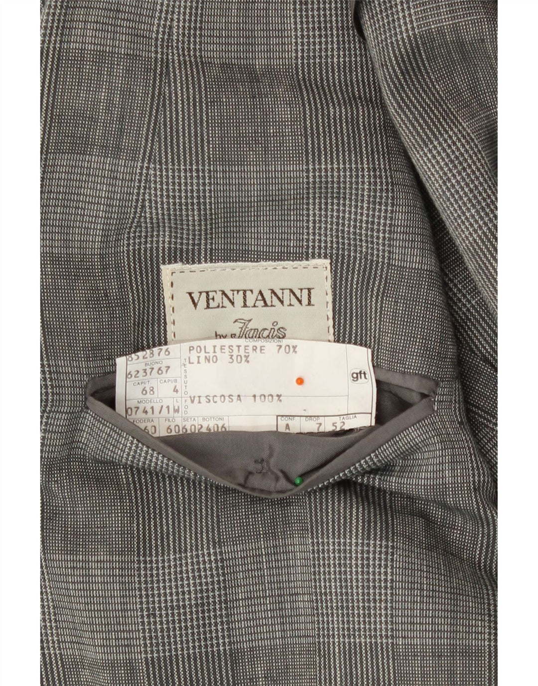 Facis Mens 2 Button Blazer Jacket IT 52 XL Grey Houndstooth Polyester