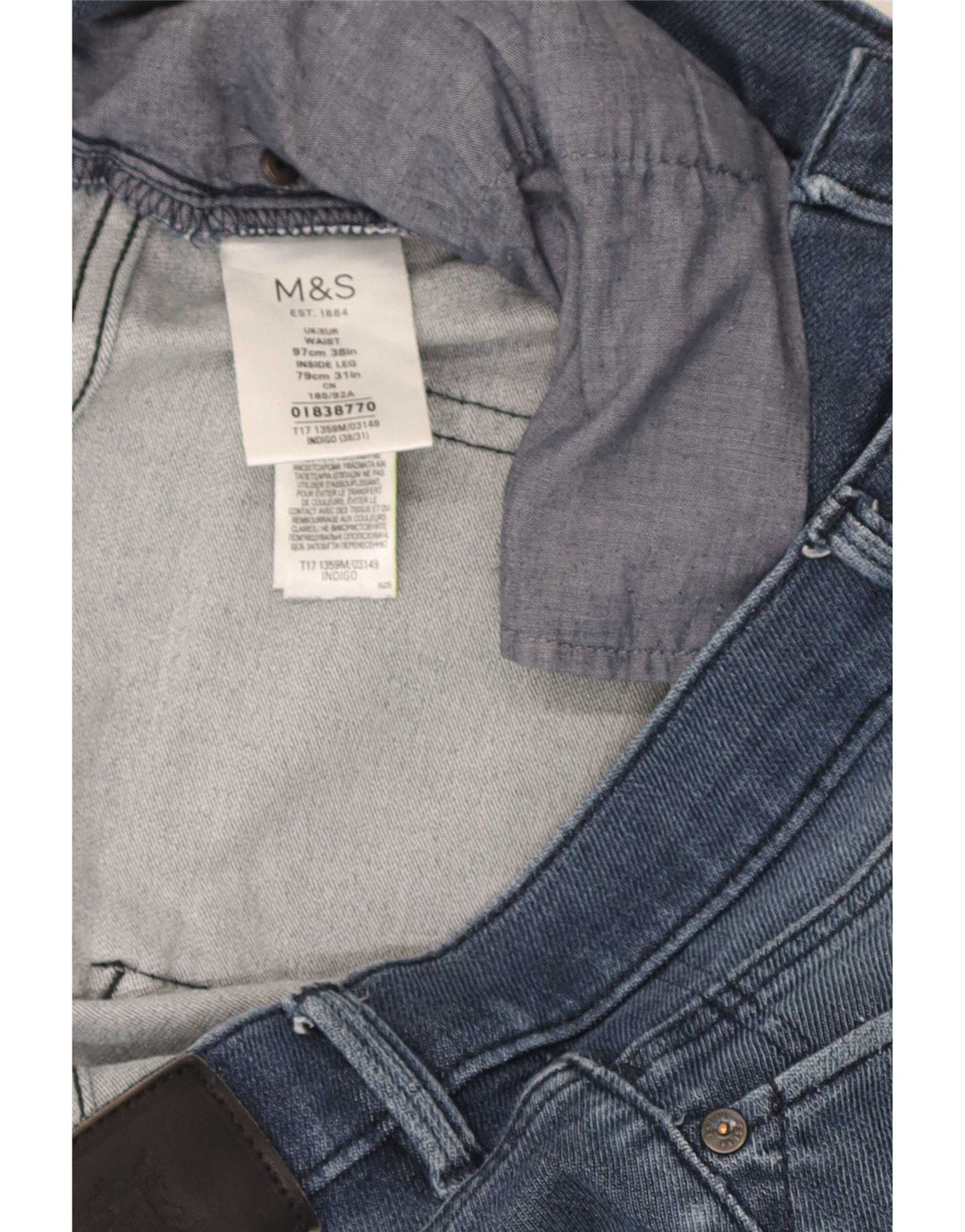 Marks & Spencer Womens Straight Jeans W38 L31 Blue Cotton