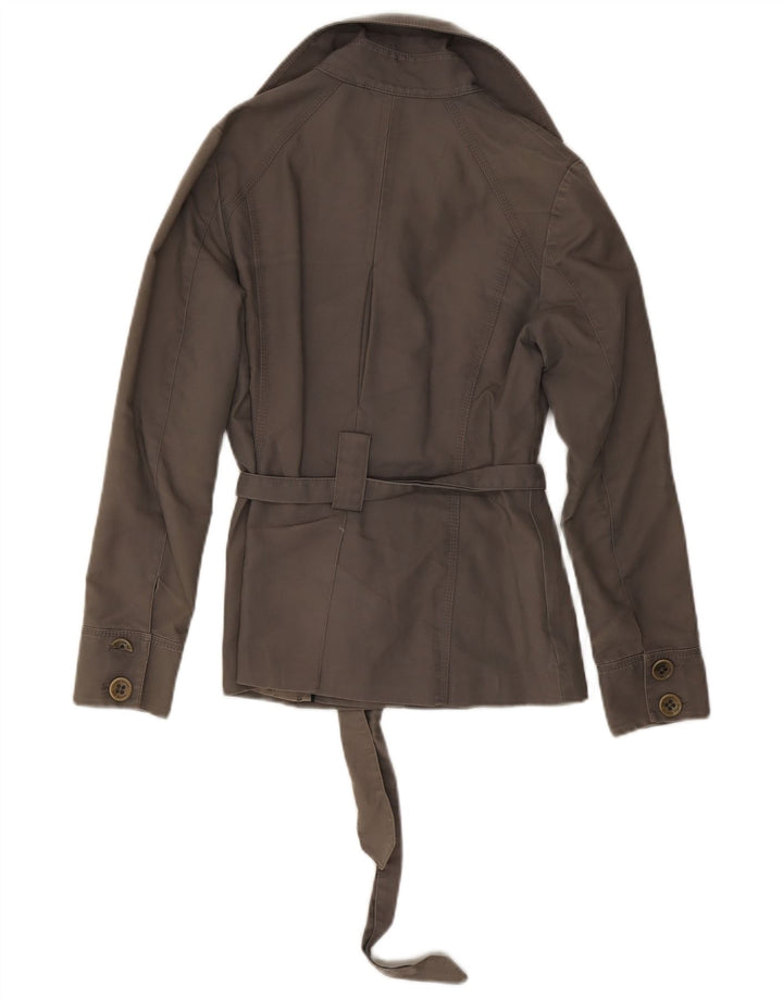 TED BAKER Womens Short Trench Coat Size 1 XS Grey Cotton