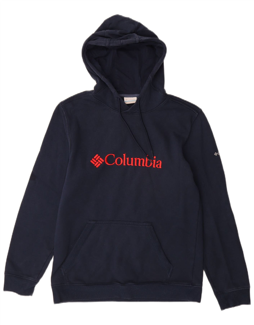 COLUMBIA Mens Graphic Hoodie Jumper Medium Navy Blue Cotton