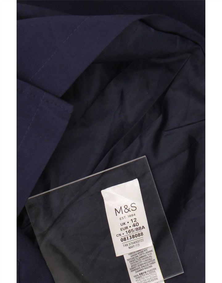 Marks & Spencer Womens Trench Coat UK 12 Medium Navy Blue Polyester
